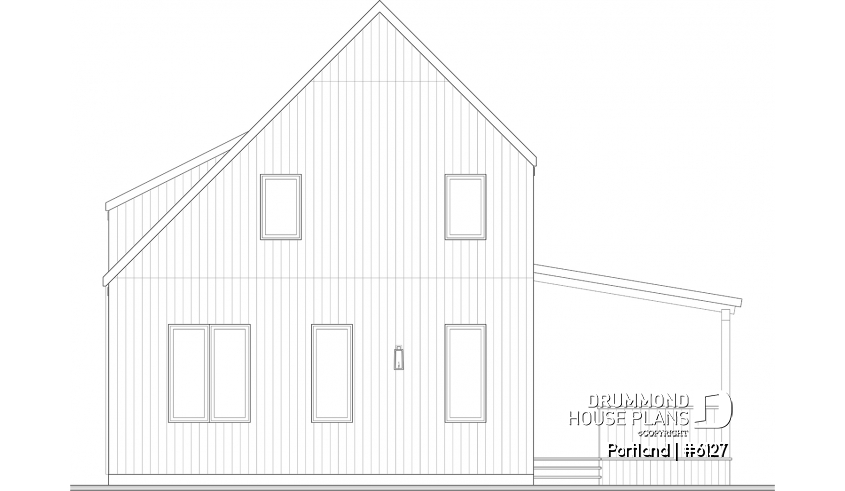 rear elevation of house plan 6127 rear elevation - Portland
