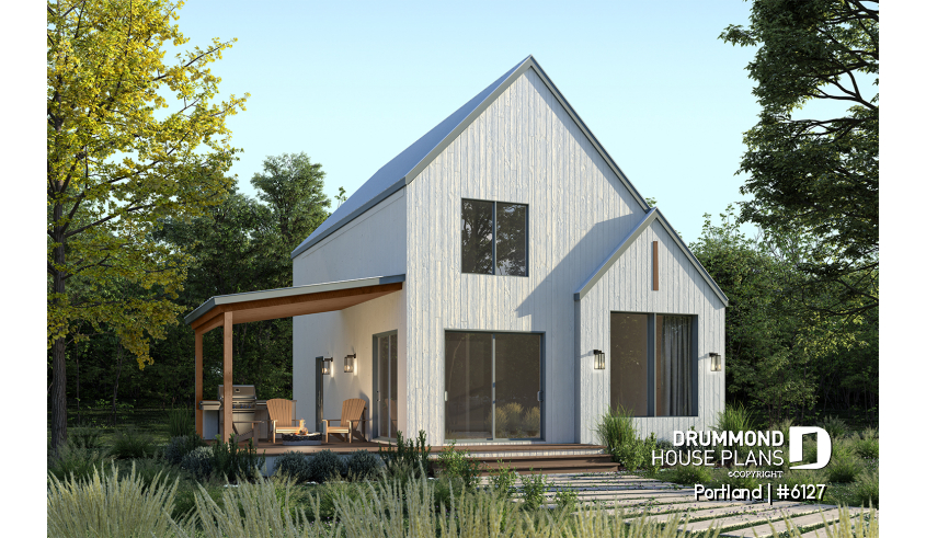 Rear view - BASE MODEL of house plan 6127 Rear view - BASE MODEL - Portland