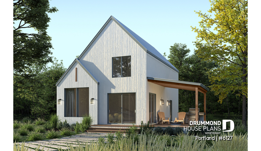 Rear view - BASE MODEL of house plan 6127 Rear view - BASE MODEL - Portland