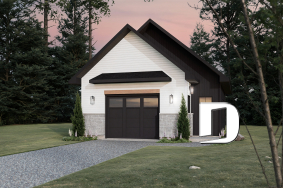 front - BASE MODEL - Modern Farmhouse two-car garage design with bonus loft and half bath.  - Oak Haven