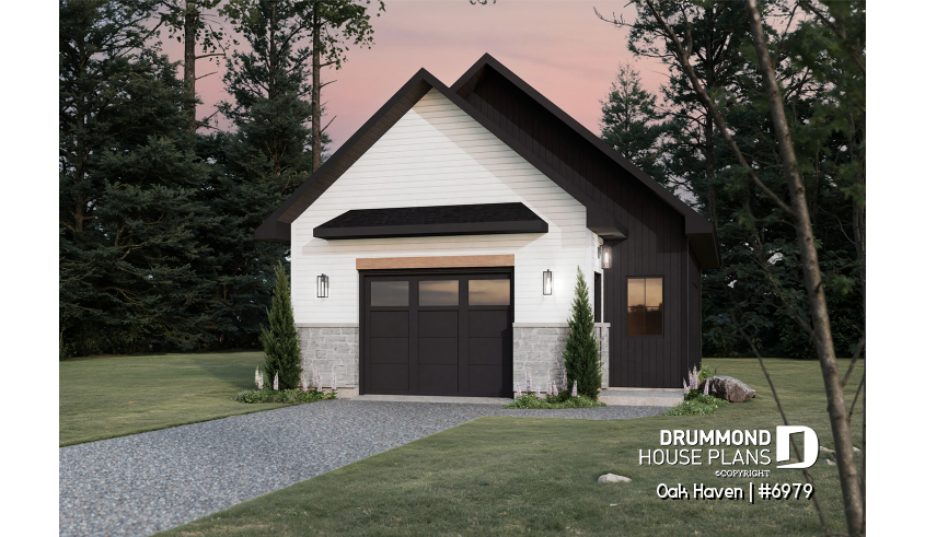 front - BASE MODEL - Modern Farmhouse two-car garage design with bonus loft and half bath.  - Oak Haven