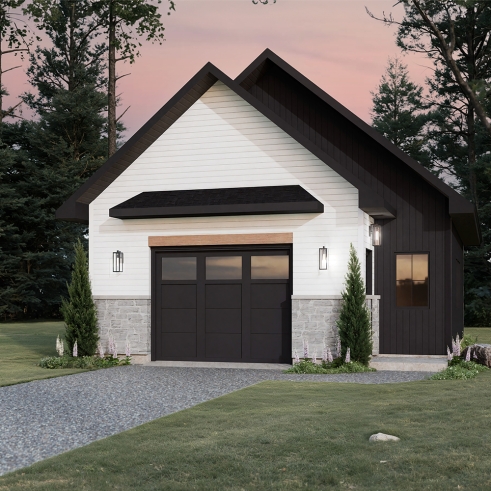 front - BASE MODEL - Modern Farmhouse two-car garage design with bonus loft and half bath.  - Oak Haven