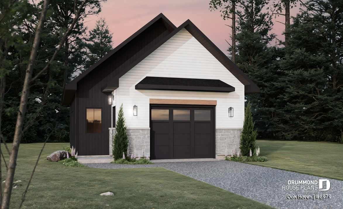 front - BASE MODEL - Modern Farmhouse two-car garage design with bonus loft and half bath.  - Oak Haven