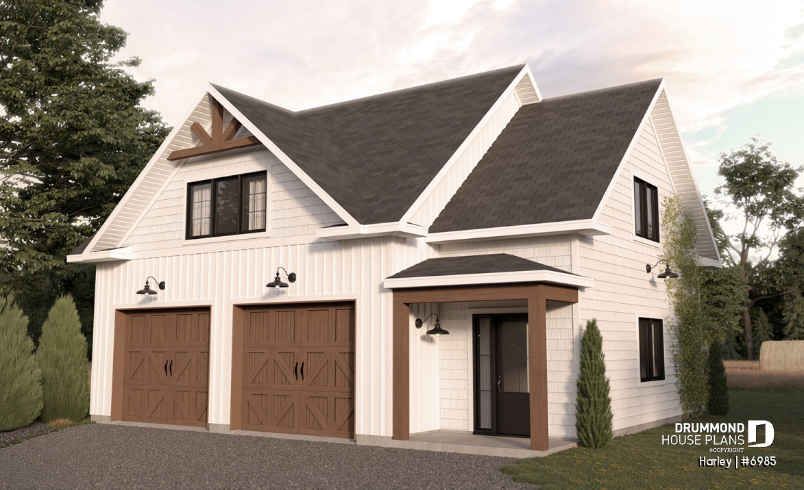 front - BASE MODEL - Spacious Double Garage Plan with Storage on the Main Floor and Upstairs - Harley