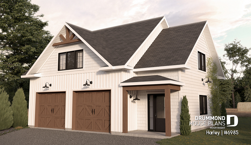 front - BASE MODEL - Spacious Double Garage Plan with Storage on the Main Floor and Upstairs - Harley
