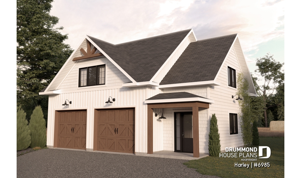 front - BASE MODEL - Spacious Double Garage Plan with Storage on the Main Floor and Upstairs - Harley