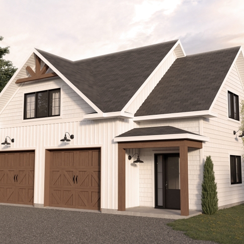 front - BASE MODEL - Spacious Double Garage Plan with Storage on the Main Floor and Upstairs - Harley