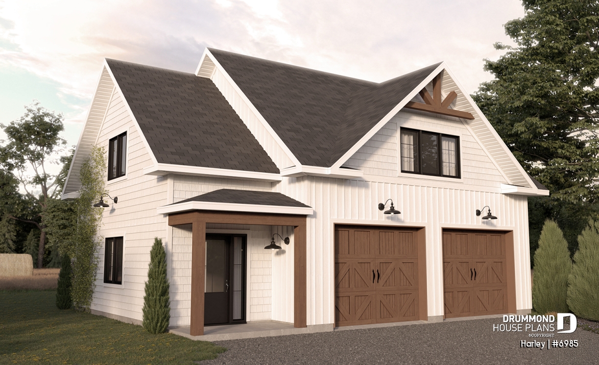 front - BASE MODEL - Spacious Double Garage Plan with Storage on the Main Floor and Upstairs - Harley