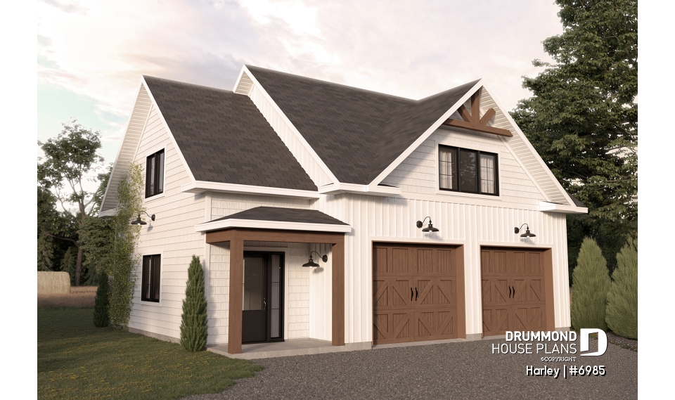 front - BASE MODEL - Spacious Double Garage Plan with Storage on the Main Floor and Upstairs - Harley