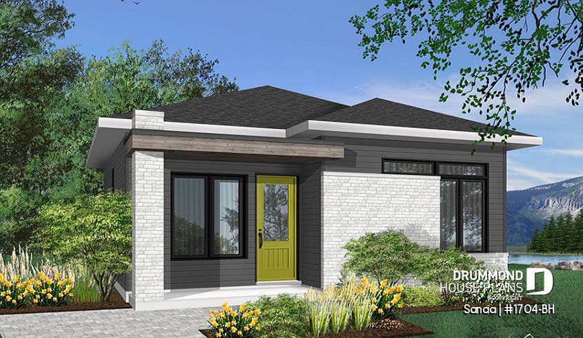 Color version 2 - Front - Small and affordable Modern style house, ideal for first-home buyers, 2 bedrooms, open floor plan layout - Sanaa