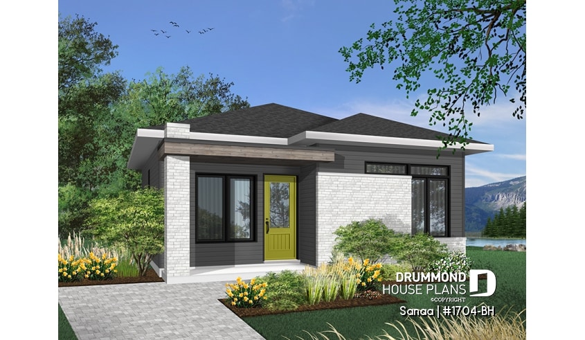 Color version 2 - Front - Small and affordable Modern style house, ideal for first-home buyers, 2 bedrooms, open floor plan layout - Sanaa