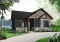 Color version 7 - Front - Small tiny modern home plan, 2 bedrooms, full bathroom, open floor plan, laundry closet - Foster