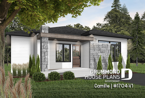 Color version 5 - Front - Modern rustic house plan, 9' ceiling, open concept, kitchen with pantry, laundry in daylight basement - Camille