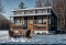 front - BASE MODEL - Affordable small 2 bedroom cabin plan, wood stove, open concept, low budget construction - Great Escape