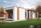 Rear view - BASE MODEL - Modern 631 sq.ft. tiny house plan, 2 bedrooms, 9' ceiling, ideal for vegetable garden rooftop  - Ariel