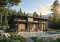 Rear view - BASE MODEL - Modern single-story cottage plan with 3 bedrooms, slab foundation and outdoor fireplace - Bonzai 4