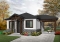 front - BASE MODEL - Small modern rustic 2 bedroom home plans, open kitchen and family room, large side covered deck - Maxence 2