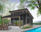 Color version 2 - Front - Modern Shed Roof Pool House Plan with Outdoor Kitchen and Covered Terrace - Cabana 2