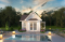 front - BASE MODEL - Pool cabana plan with small kitchen, half bath, large interior storage and outdoor shower - Hacienda