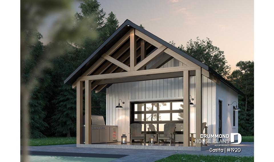 front - BASE MODEL - Cabana plan with storage at the back and versatile room at the front, incl. half bath - Casita