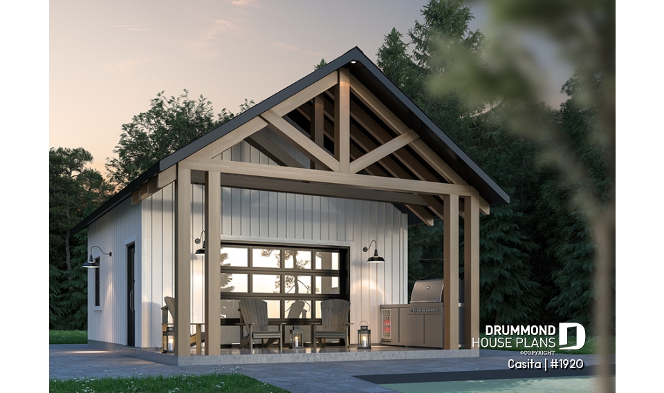 front - BASE MODEL - Cabana plan with storage at the back and versatile room at the front, incl. half bath - Casita