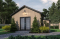 front - BASE MODEL - Stylish and simple shed plan with shelf and log storage areas - Zermatt