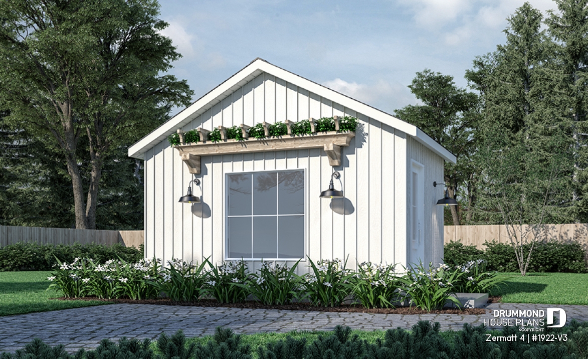 front - BASE MODEL - Stylish and simple shed plan with shelf and log storage areas - Zermatt 4