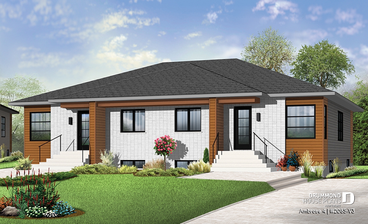 front - BASE MODEL - Semi-detached 4 bedroom, contemporary single storey  - Ambrose 4