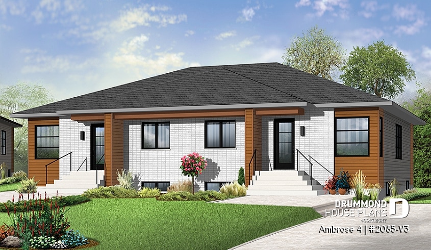 front - BASE MODEL - Semi-detached 4 bedroom, contemporary single storey  - Ambrose 4