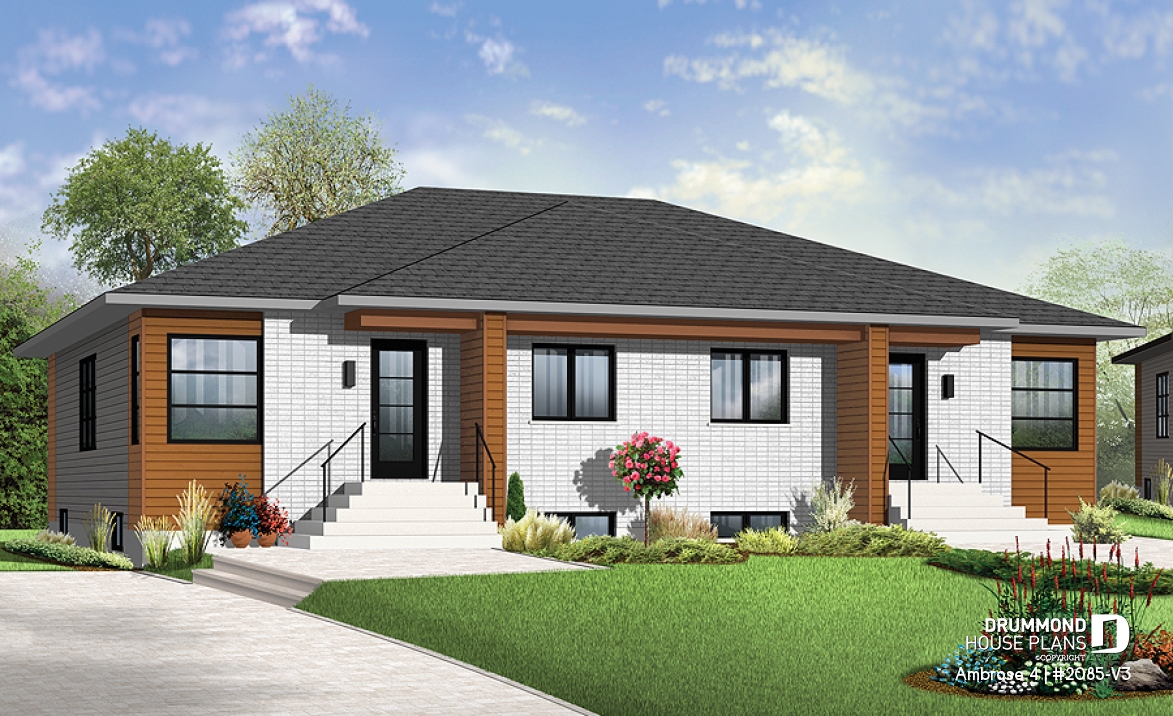 front - BASE MODEL - Semi-detached 4 bedroom, contemporary single storey  - Ambrose 4