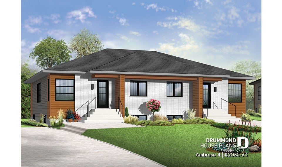 front - BASE MODEL - Semi-detached 4 bedroom, contemporary single storey  - Ambrose 4