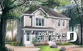 front - BASE MODEL - Duplex house plan, country style, 2 bedrooms per unit, kitchen with island, open plan concept - Abbot