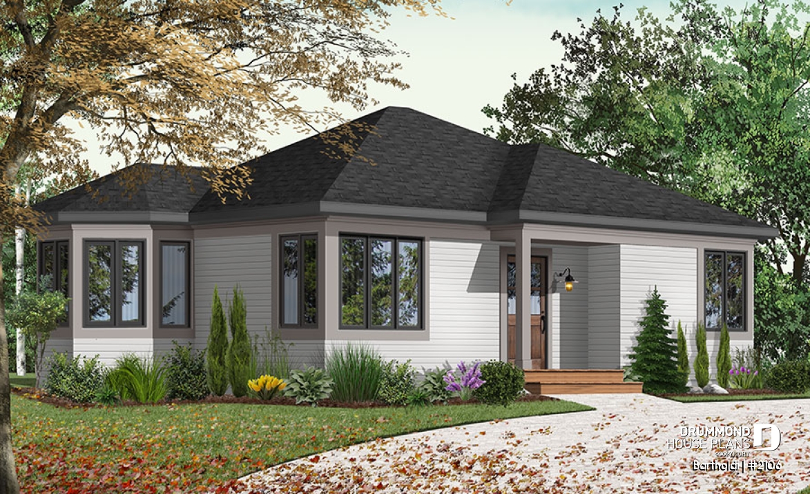 front - BASE MODEL - Charming budget friendly one-story home with large master bedroom, kitchen with lots of windows - Bartholdi