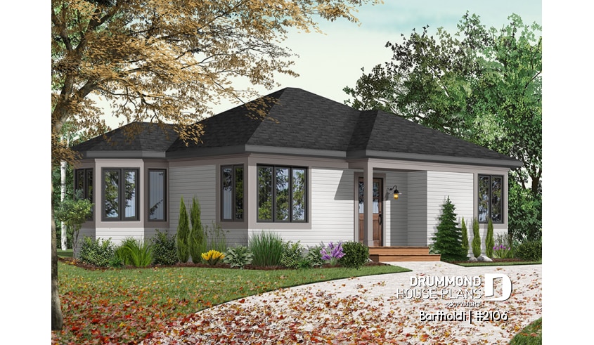 front - BASE MODEL - Charming budget friendly one-story home with large master bedroom, kitchen with lots of windows - Bartholdi