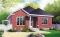 front - BASE MODEL - 3 bedroom european style house plan, budget friendly construction, sunken living room - Marcillac