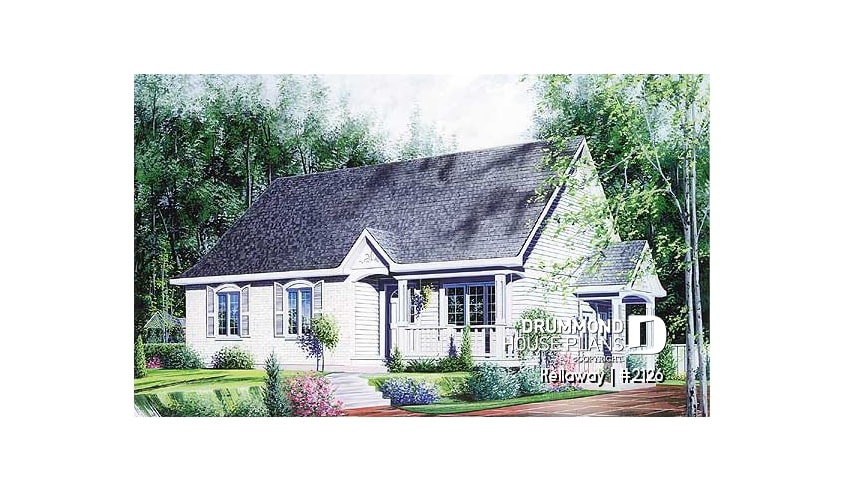 front - BASE MODEL - One-storey budget-friendly bungalow house plan with 3 bedrooms - Kellaway