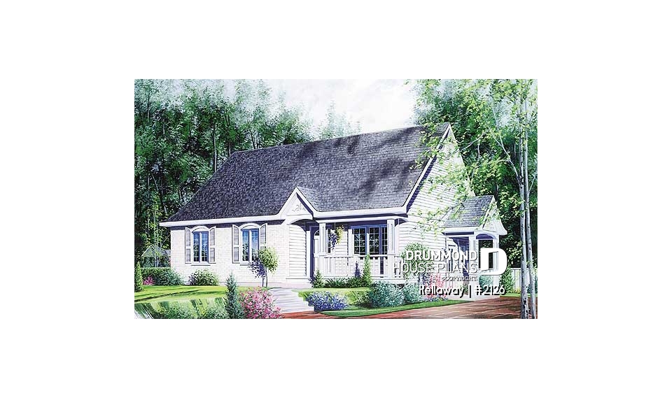 front - BASE MODEL - One-storey budget-friendly bungalow house plan with 3 bedrooms - Kellaway