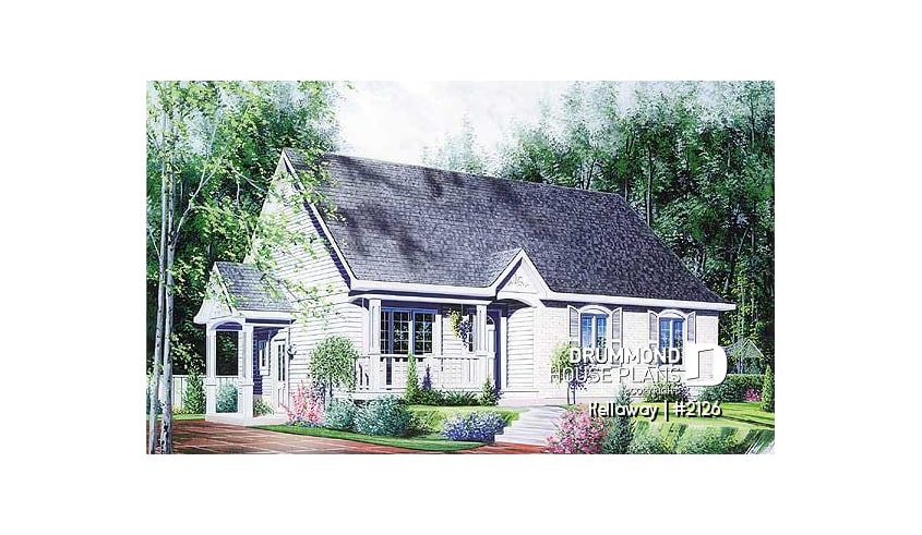 front - BASE MODEL - One-storey budget-friendly bungalow house plan with 3 bedrooms - Kellaway