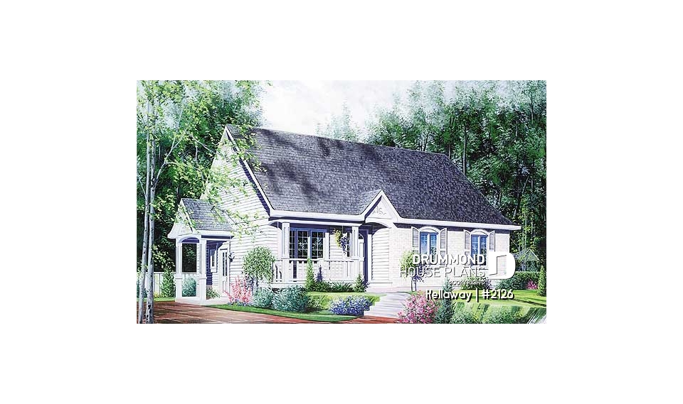 front - BASE MODEL - One-storey budget-friendly bungalow house plan with 3 bedrooms - Kellaway