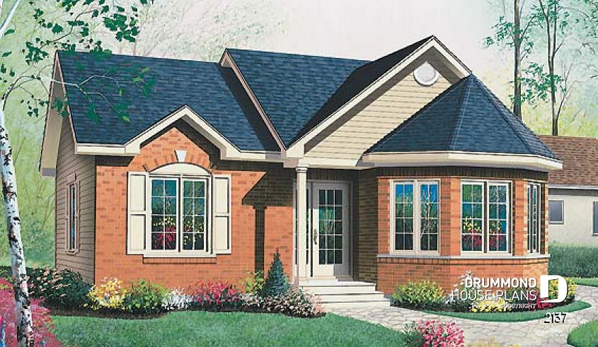 front - BASE MODEL - 2 bedroom small house plan with lots of natural lights - Bernoni