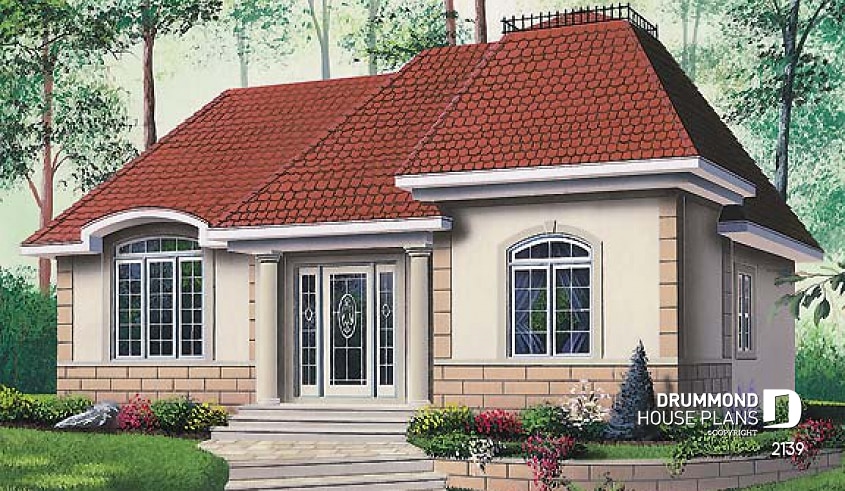 front - BASE MODEL - European one-storey house plan with 2 bedrooms - Noemie