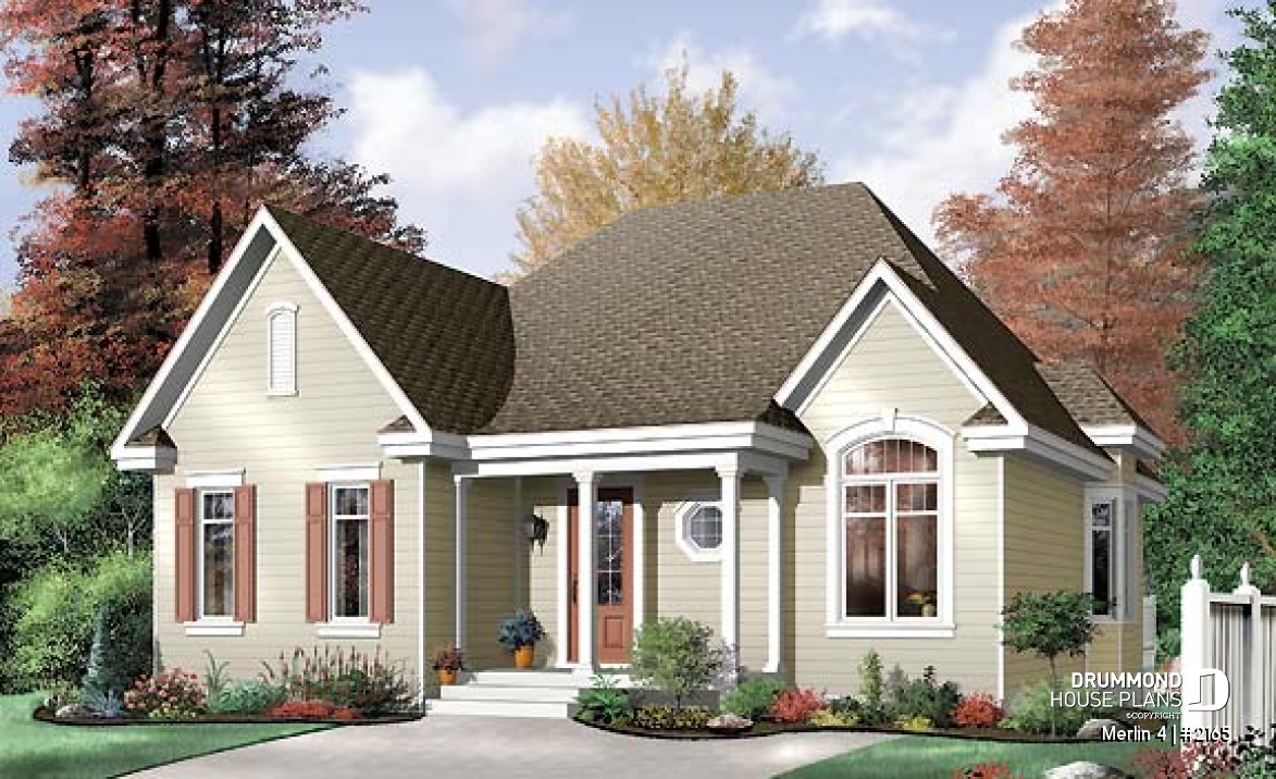 front - BASE MODEL - 3 bedroom ranch style house plan with open concept, pantry in kitchen - Merlin 4