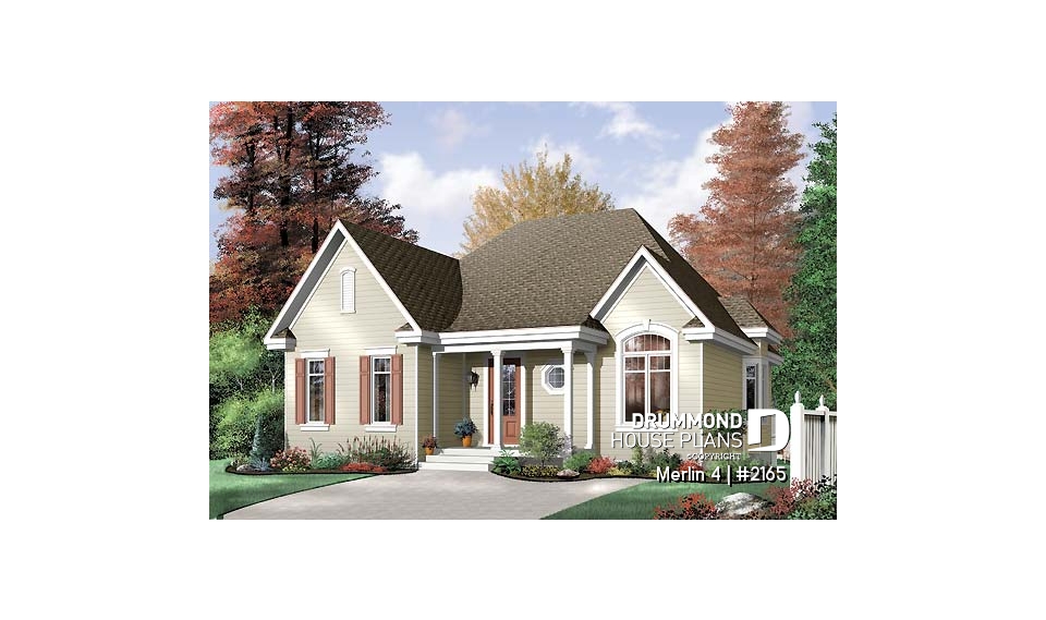 front - BASE MODEL - 3 bedroom ranch style house plan with open concept, pantry in kitchen - Merlin 4