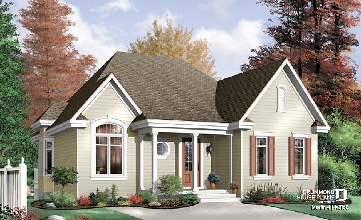front - BASE MODEL - 3 bedroom ranch style house plan with open concept, pantry in kitchen - Merlin 4