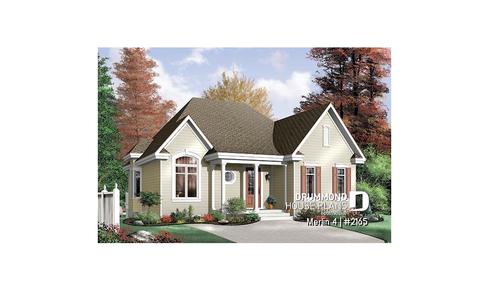 front - BASE MODEL - 3 bedroom ranch style house plan with open concept, pantry in kitchen - Merlin 4