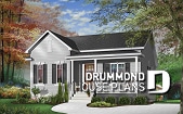 Color version 2 - Front - One-story economical home with open floor plan, kitchen with island, large full bathroom - Kara