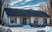 Color version 7 - Front - Classic ranch-style bungalow house plan with 3 bedrooms, open layout and covered front porch - Summerfield