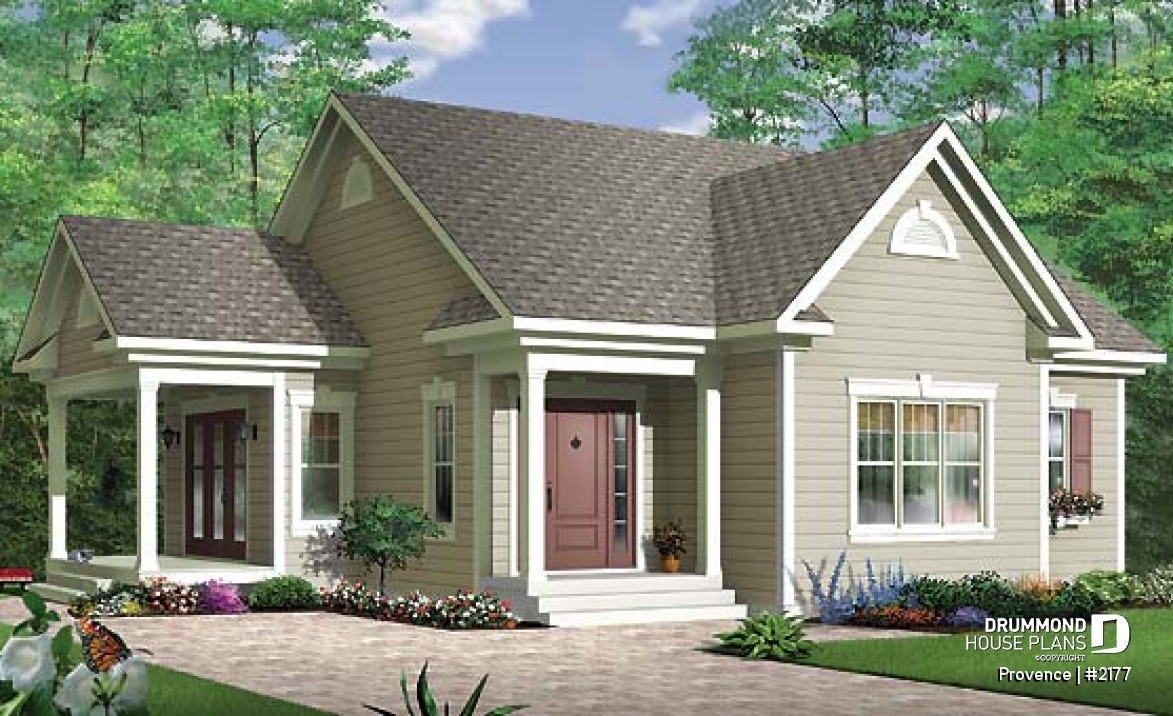 front - BASE MODEL - Ideal baby boomers house floor plan with master, laundry and planning desk on main floor, large full bath - Provence