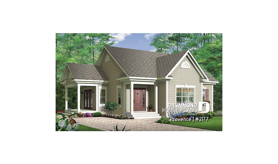 front - BASE MODEL - Ideal baby boomers house floor plan with master, laundry and planning desk on main floor, large full bath - Provence