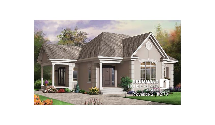 front - BASE MODEL - Ideal baby boomers house floor plan with master, laundry and office desk on main floor, large full bath - Provence 2
